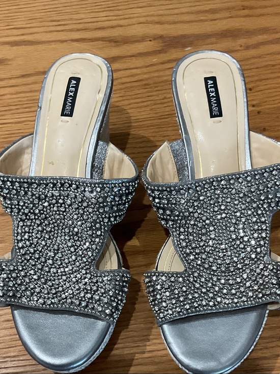 Alex Marie Shoes - Alex Marie Silver Rhinestone Slide Mules